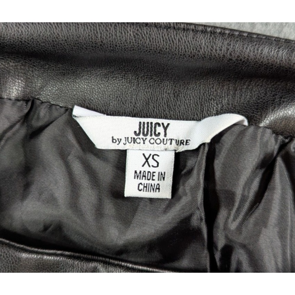 Juicy by Juicy Couture Womens Faux Leather Mini Skirt XS Black‎ Slit - Picture 5 of 10